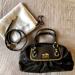 Coach Black Satin & Leather Mini Satchel